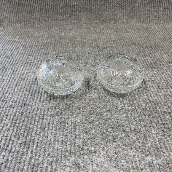 VTG KIG Malaysia Clear Glass Dish Bowl Depression Style Candy Nut Lid Set Of 2 - Picture 1 of 14